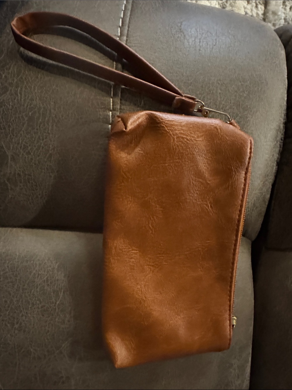 Everyday Brown Wristlet Clutch with Removable Strap